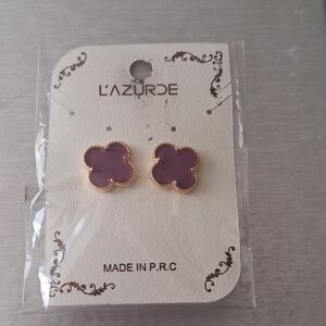 Purple and Gold Clover Earrings
